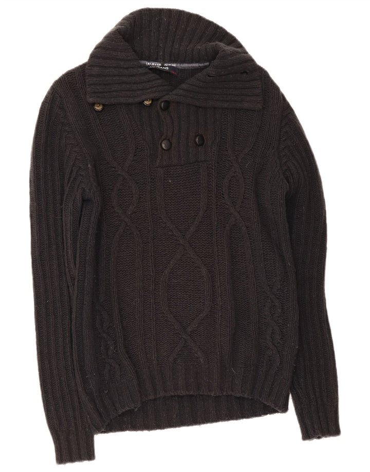 Jersey Liu Jo Hombre con cuello y botones de lana azul marino medio
