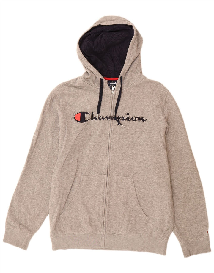 Champion Sudadera con capucha y cremallera gráfica para hombre, talla grande, gris moteado