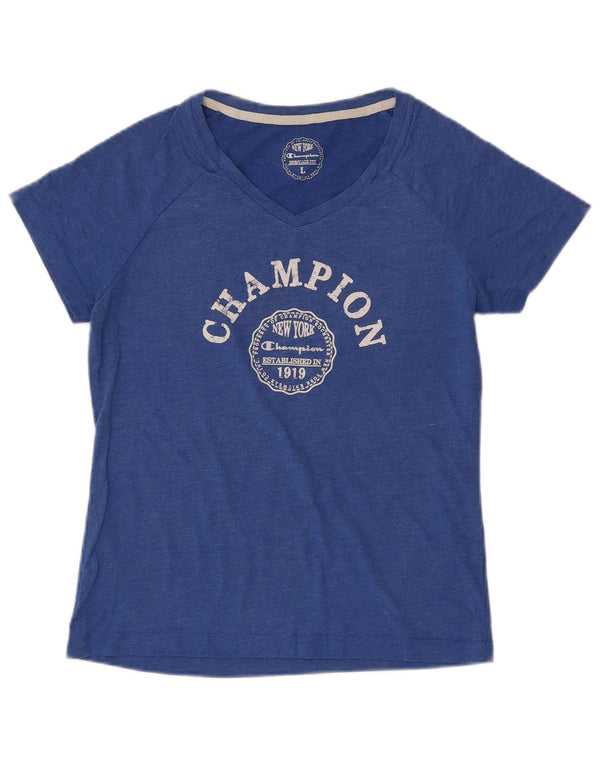 CHAMPION Camiseta con gráfico Heritage Fit para mujer UK 40 Grande Azul