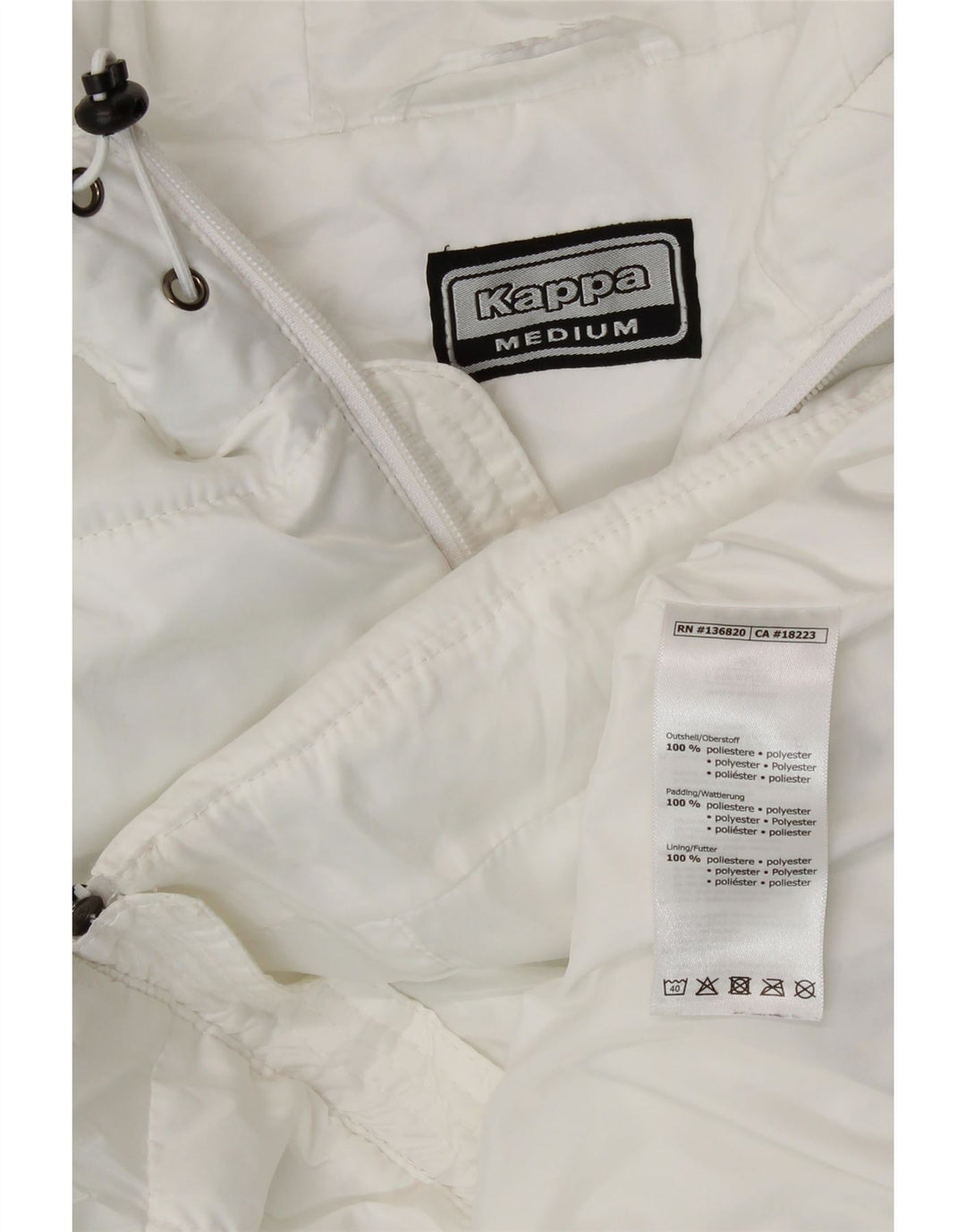 Kappa Chaleco acolchado largo con capucha para mujer UK 40 Poliéster blanco mediano