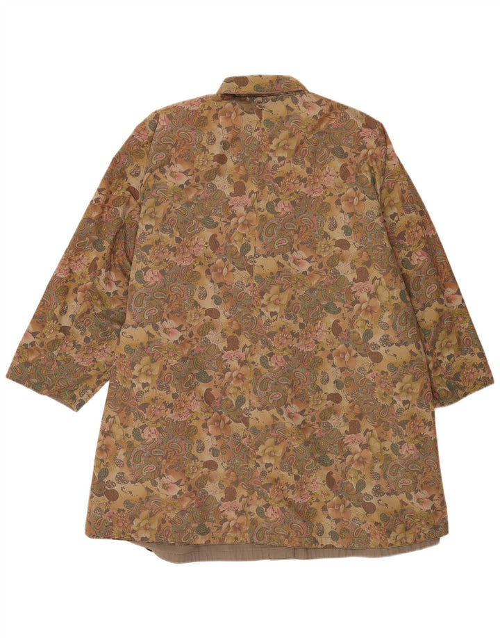 Vintage mujer reversible gabardina Reino Unido 20 2XL Beige