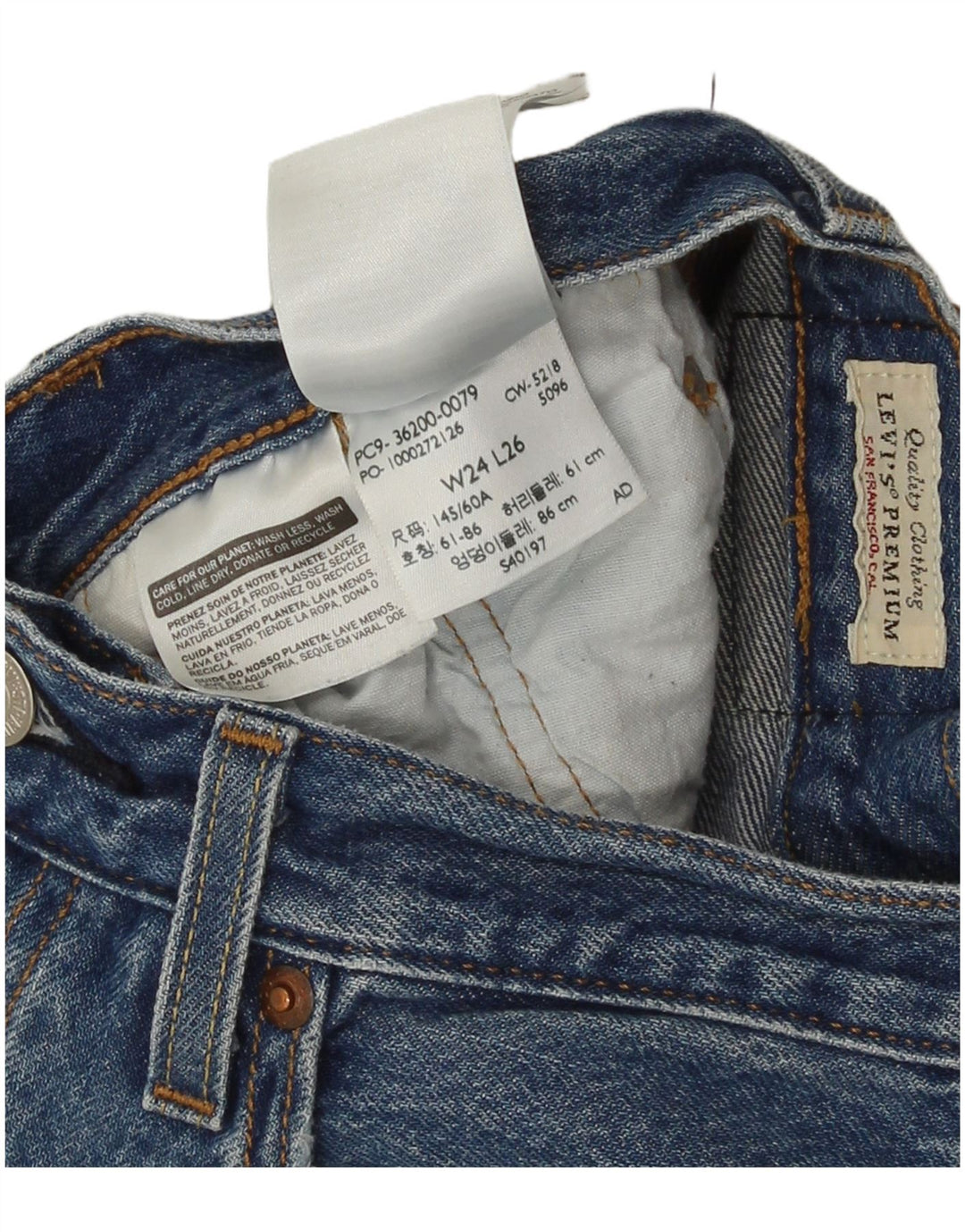 Vaqueros Levi's Mujer 501 Rectos W24 L26 Algodón Azul