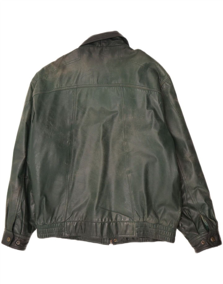 Chaqueta de cuero vintage para hombre IT 58 4XL cuero verde