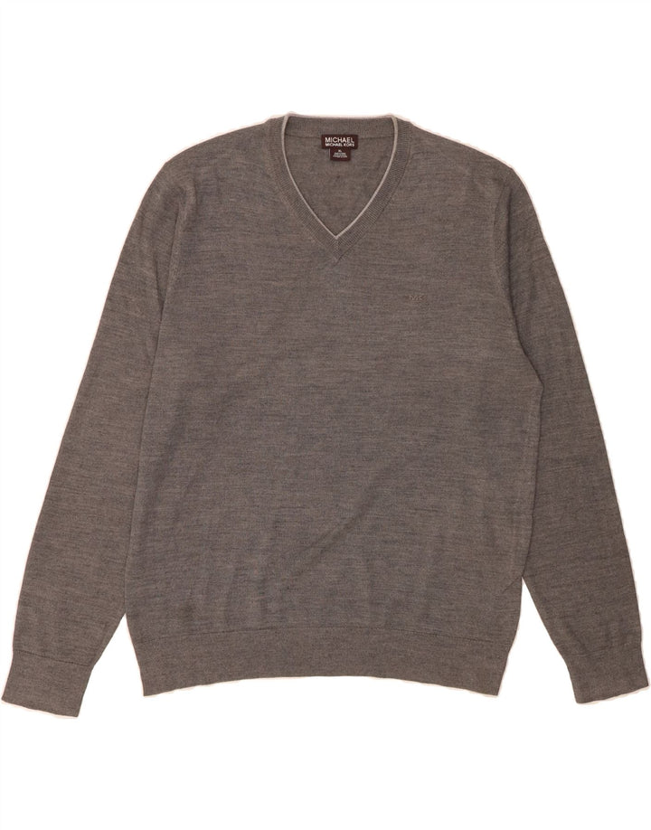 MICHAEL KORS Mens V-Neck Jumper Sweater XL Grey Acrylic Vintage Michael Kors and Second-Hand Michael Kors from Messina Hembry 