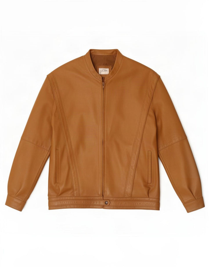 Vintage mujer chaqueta de cuero de gran tamaño Reino Unido 12 Beige medio