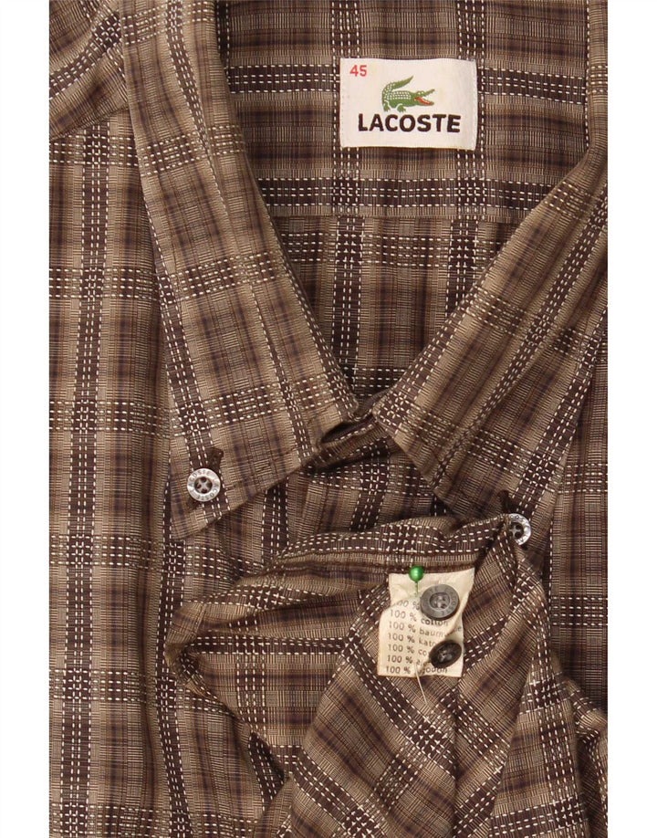 Camisa Lacoste Hombre Talla 45 XL Algodón Cuadros Marrón