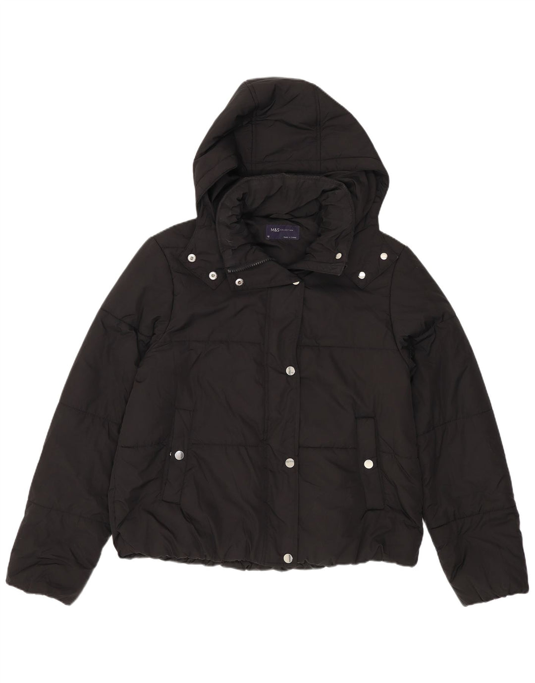 Marks & Spencer Chaqueta acolchada con capucha para mujer UK 40 Mediana Poliéster negro