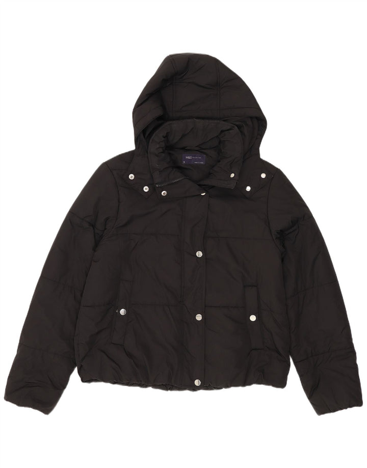 Marks & Spencer Chaqueta acolchada con capucha para mujer UK 40 Mediana Poliéster negro