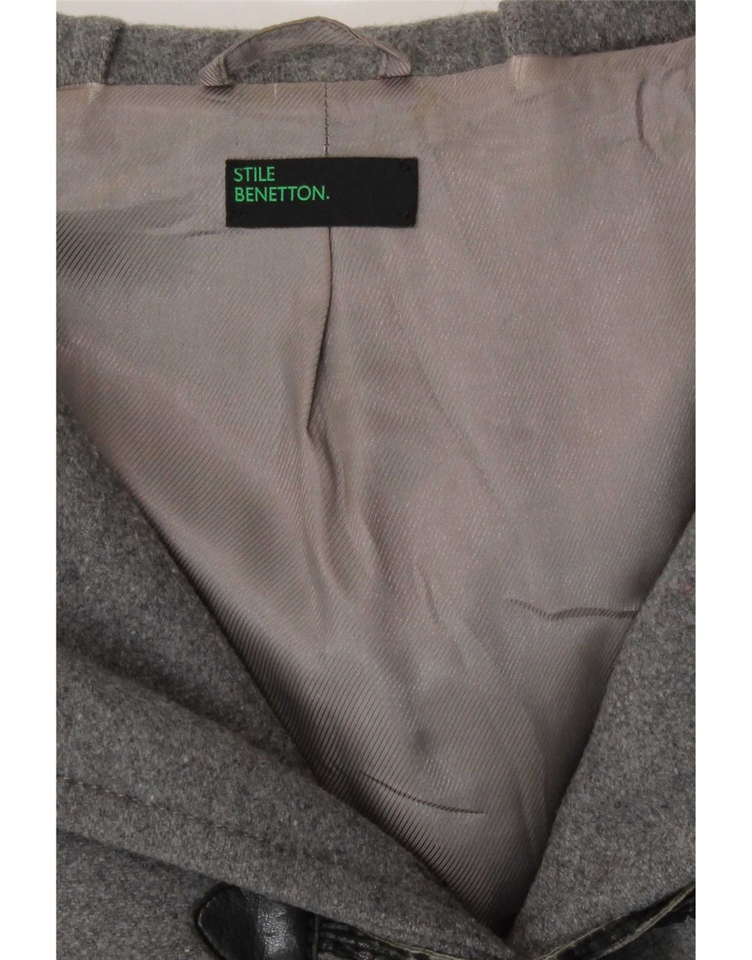 Benetton Trenca Con Capucha IT 40 Small Gris Lana