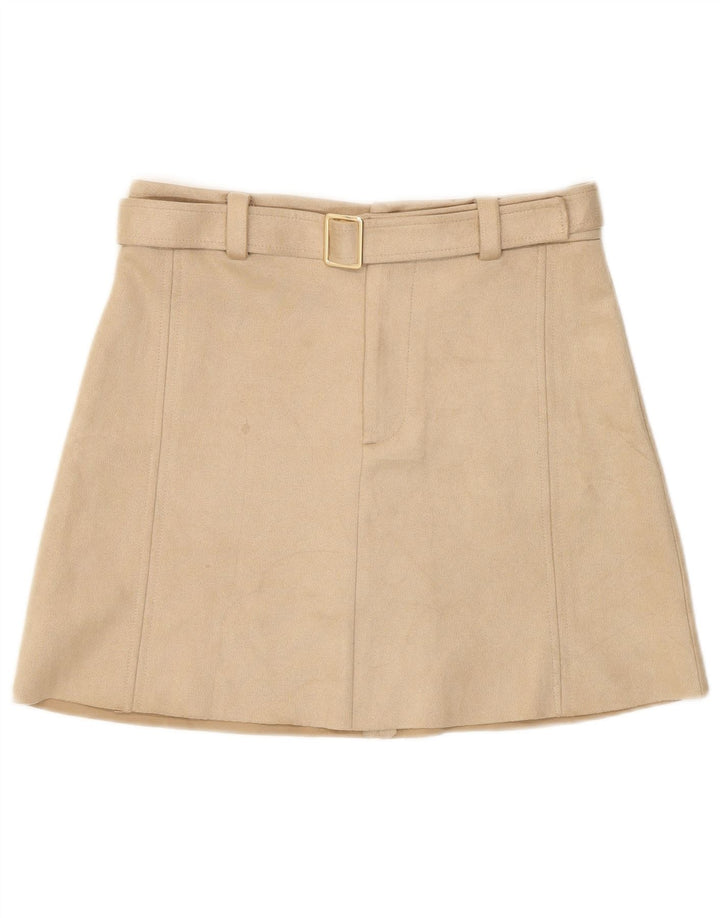 Zara Mujer Mini Falda Mediana W28 Poliéster Beige