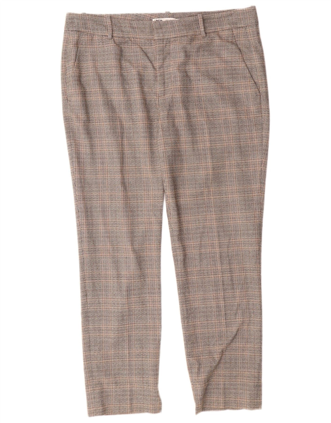 ZARA Pantalón Chino Slim Fit para Mujer EU 42 Large W32 L27 Cuadros Grises