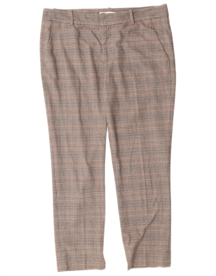ZARA Pantalón Chino Slim Fit para Mujer EU 42 Large W32 L27 Cuadros Grises