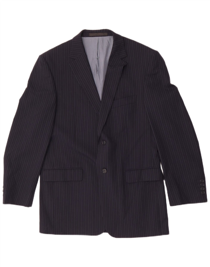 Marks & Spencer Chaqueta Blazer para Mujer Reino Unido 40 Mediano Azul Marino Rayas Pintadas