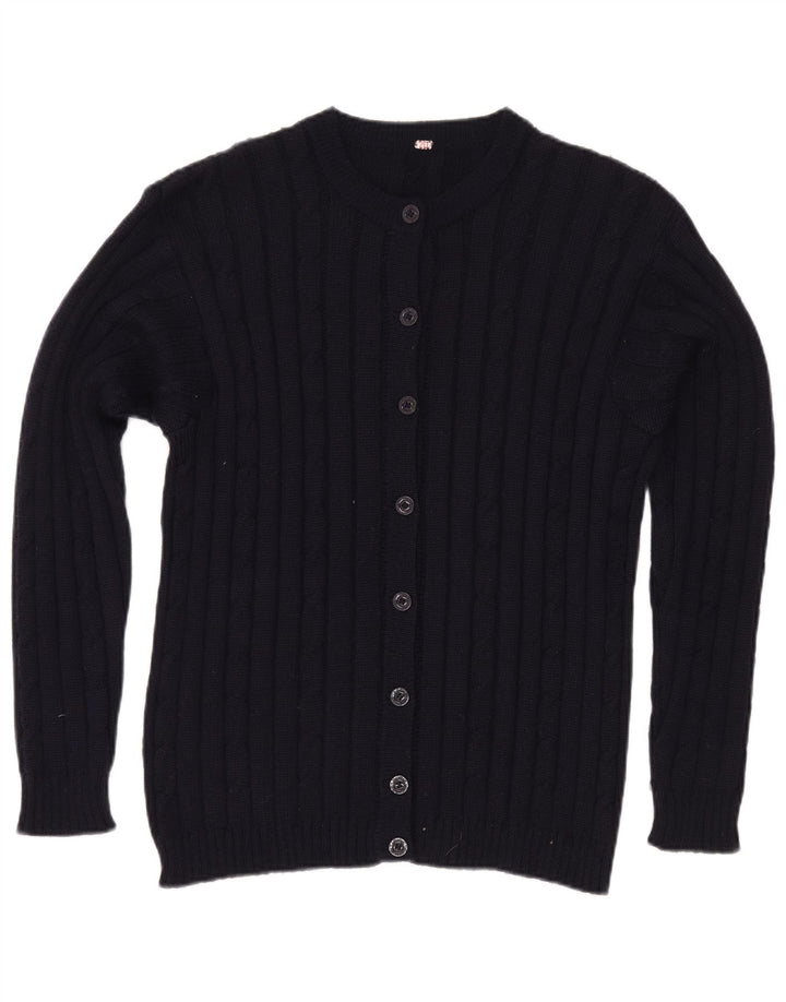 Vintage mujer Cardigan suéter Reino Unido 12 azul marino medio