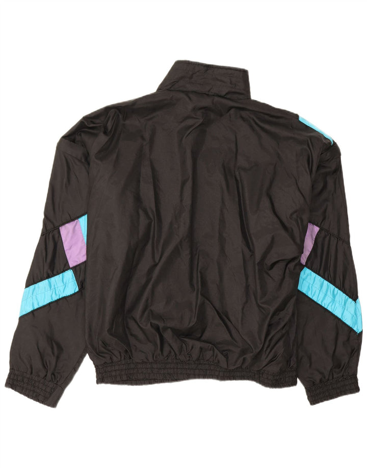 Vintage Hombre Chándal Top Chaqueta XL Negro Colorblock Poliamida