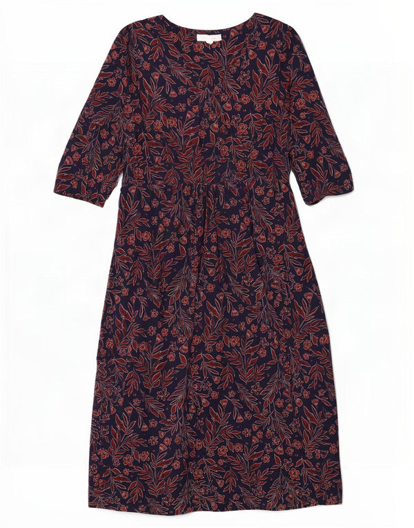 Seasalt Cornwall Vestido largo de manga 3/4 para mujer UK 46 Grande Azul marino Floral