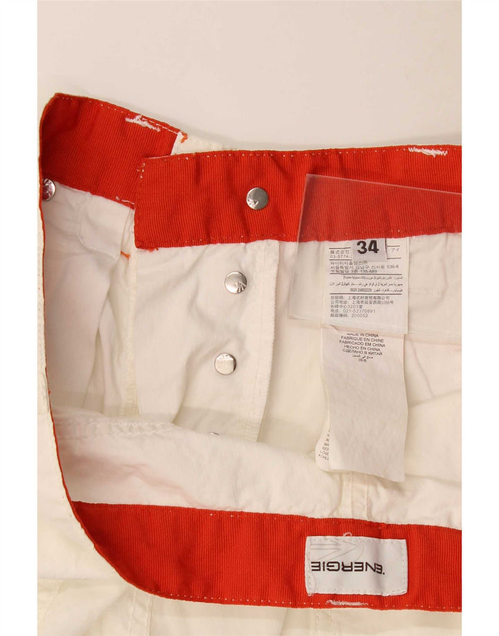 Energie - Pantalones cortos casuales para hombre W34 grande de algodón blanco