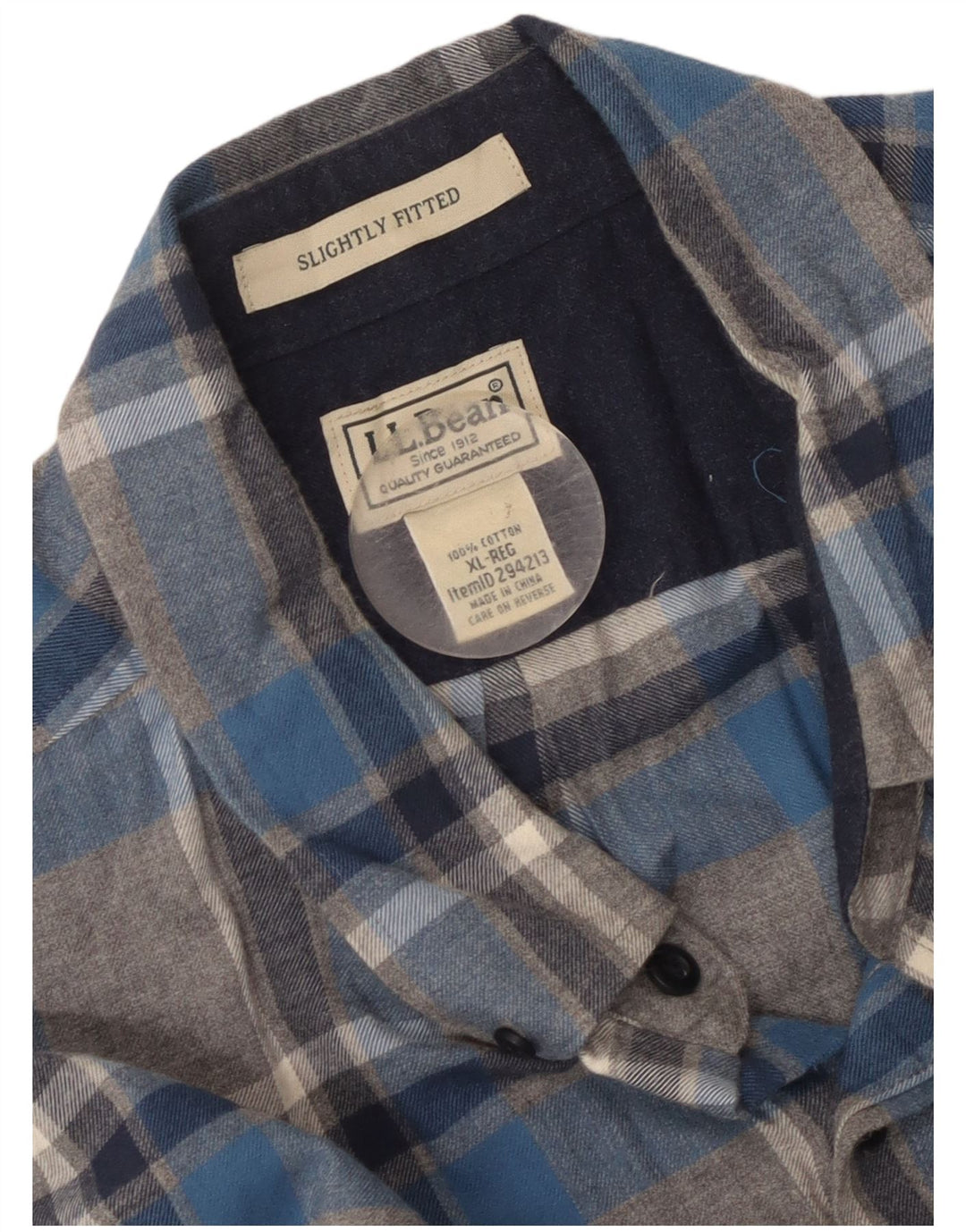 L.L.Bean Camisa de franela para hombre XL Algodón a cuadros gris