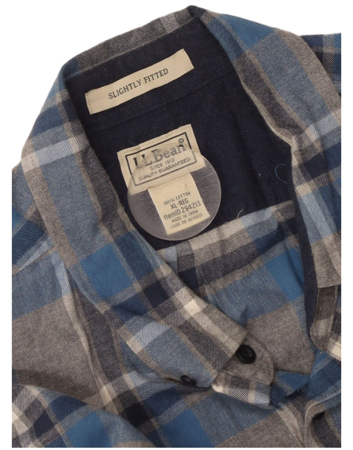 L.L.Bean Camisa de franela para hombre XL Algodón a cuadros gris