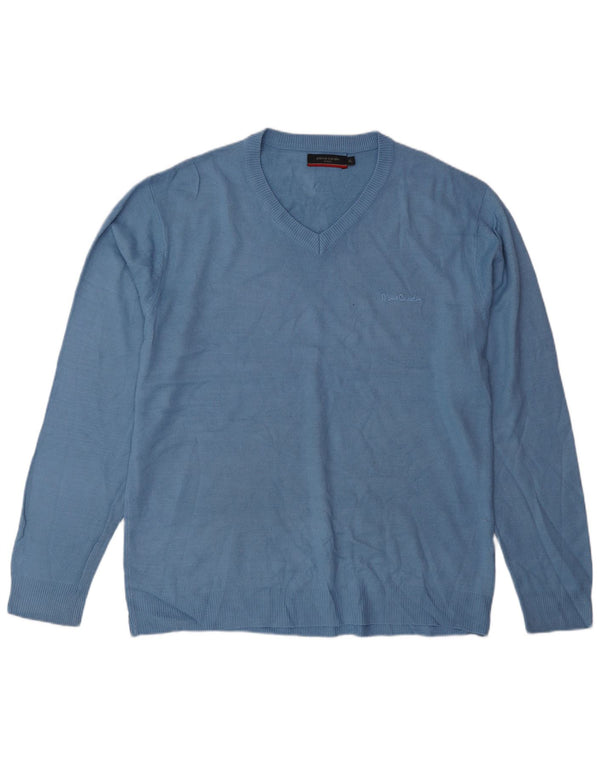 Pierre Cardin Jersey con cuello en V para hombre XL Acrílico azul