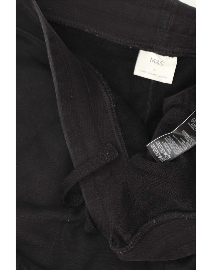 Marks & Spencer Pantalones cortos deportivos para hombre, tamaño grande, algodón negro