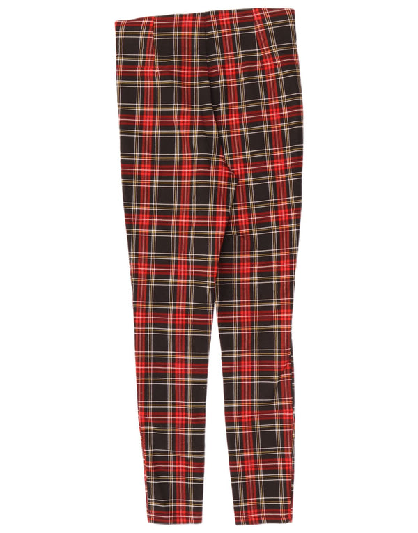 Zara Mujer Pantalones Casuales Pitillo Medianos W28 L28 Viscosa A Cuadros Rojos