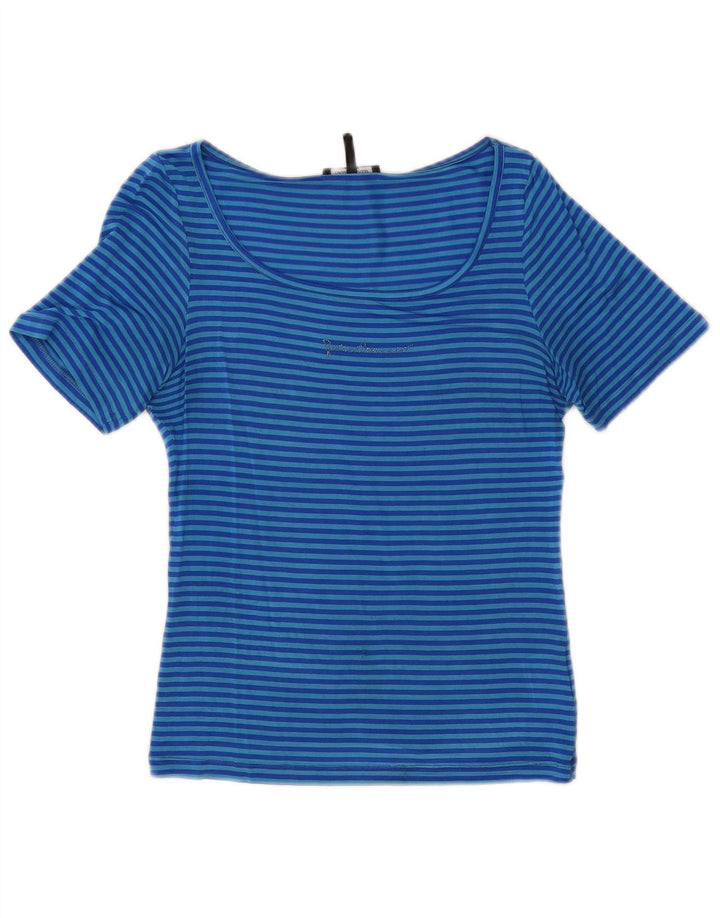Roccobarocco Camiseta para mujer Top US 8 Acetato de rayas azul mediano