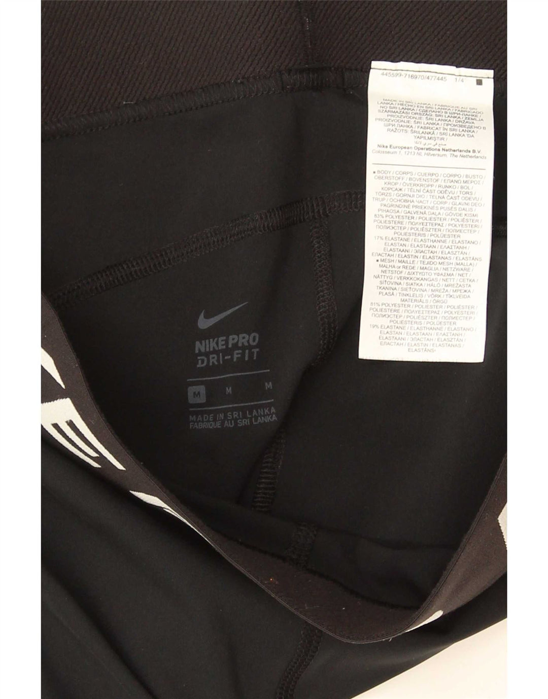 Nike Leggings gráficos Dri Fit para mujer UK 12 Mediano Negro Poliéster