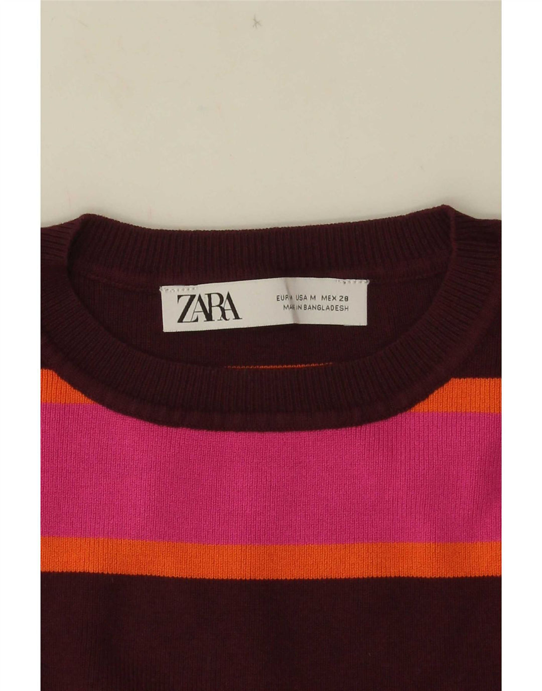 Zara Mujer Crop Vest Top UK 40 Mediano Rosa Rayas