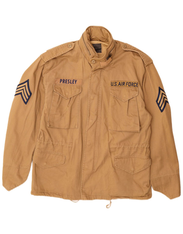 Zara Chaqueta militar con capucha de la Fuerza Aérea de los Estados Unidos para hombre UK 42 XL Beige