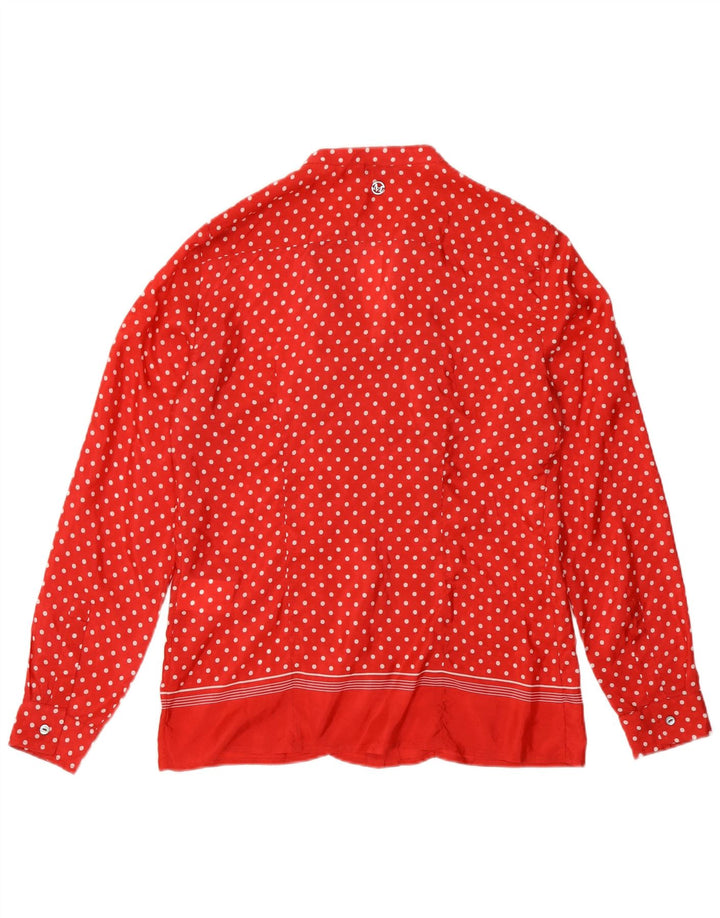 Marella Blusa camisera con volantes en la parte delantera para mujer UK 10 Small Red Polka Dot Silk