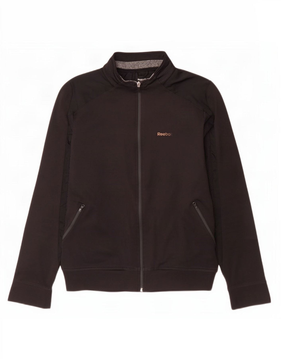 Reebok Mens Graphic Chándal Top Chaqueta Pequeña Poliéster Negro