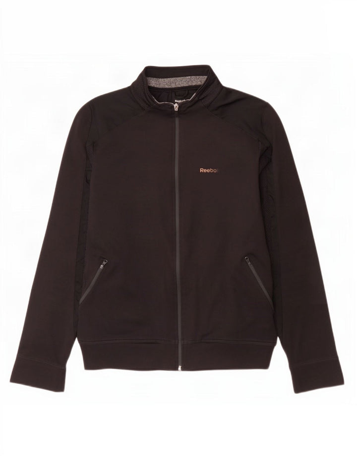 Reebok Mens Graphic Chándal Top Chaqueta Pequeña Poliéster Negro