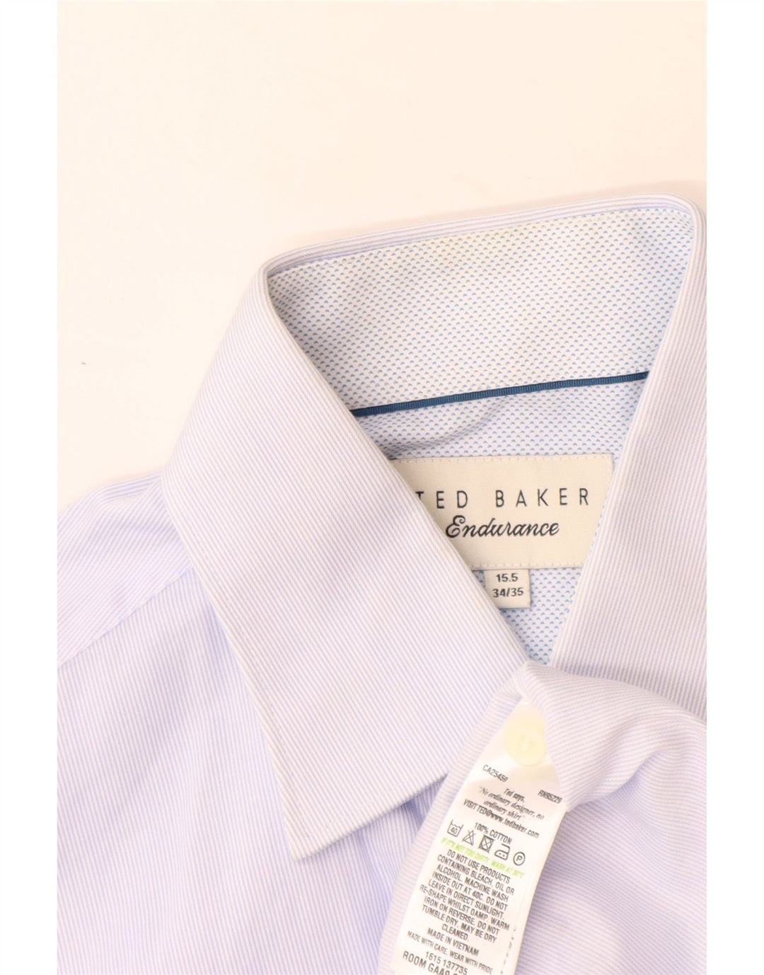 Ted Baker Camisa para hombre Talla 15 1/2 Algodón a rayas azul medio