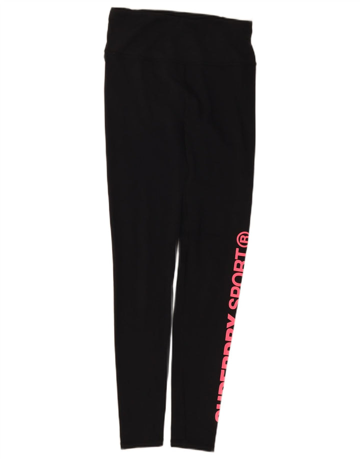 Superdry Leggings Gráficos Para Mujer UK 8 Small Poliéster Negro