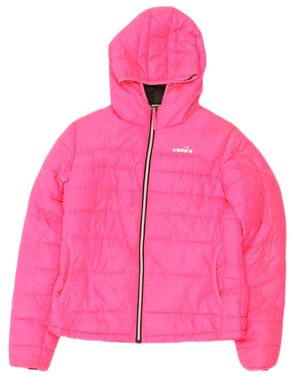 Diadora Girls Hooded Padded Jacket 13-14 Years Pink Polyester