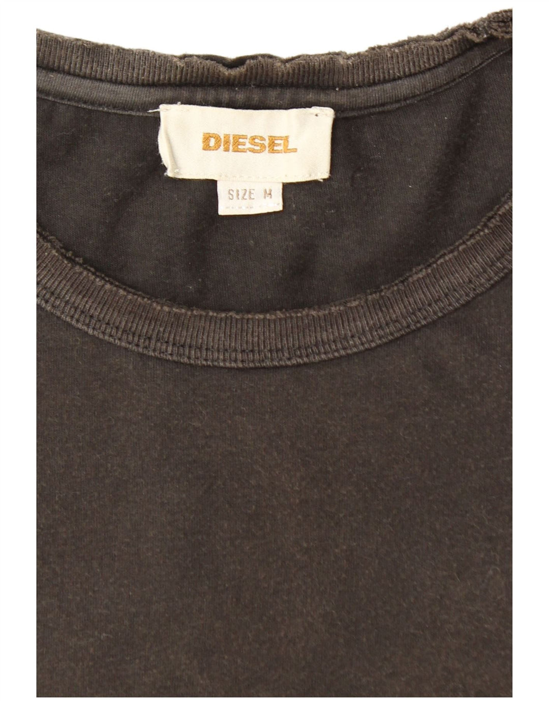 DIESEL Hombre Camiseta Manga Larga Algodón Marrón Medio