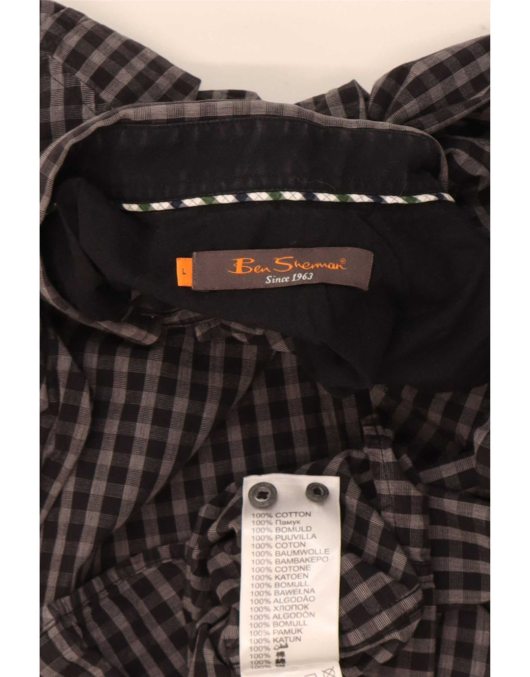 Camisa Ben Sherman para hombre grande de algodón a cuadros gris