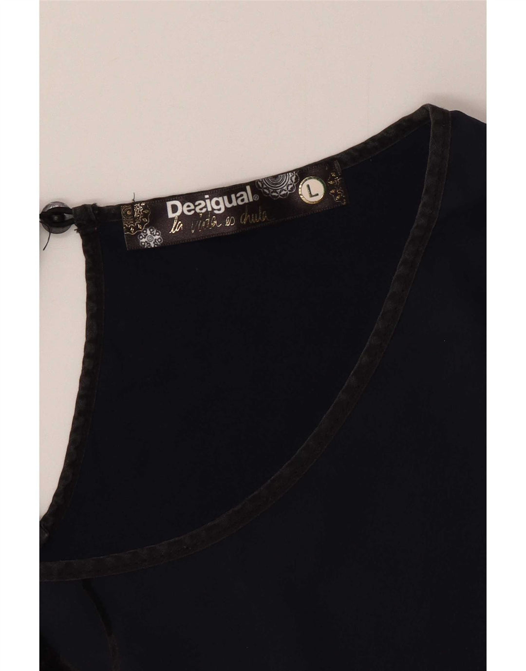 Desigual Blusa gráfica para mujer Top UK 46 Grande Azul marino Geométrico