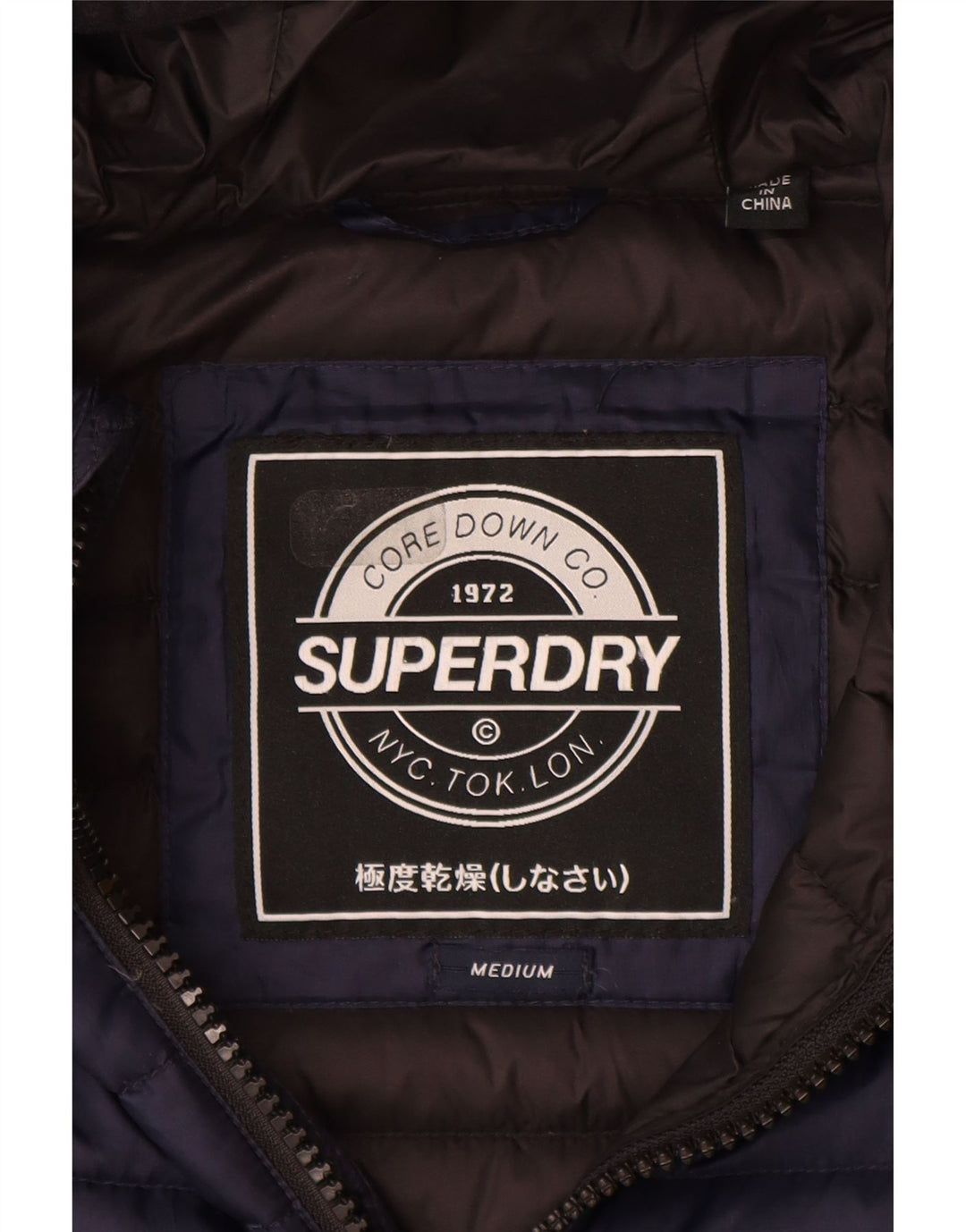 Superdry Chaqueta Acolchada Con Capucha Para Mujer UK 44 Poliéster Azul Marino Mediano