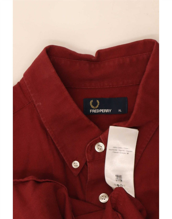 Fred Perry Camisa Manga Corta Hombre XL Granate Algodón