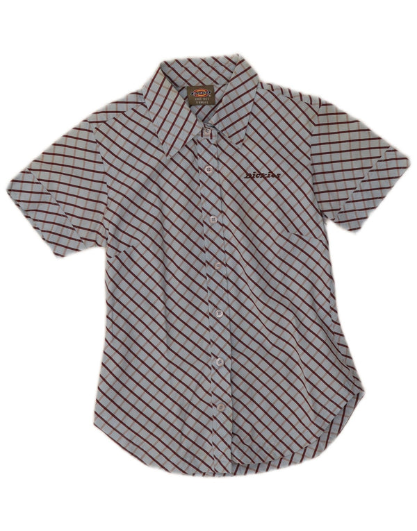 Dickies Camisa de manga corta para mujer UK 6 XS Algodón a cuadros azules