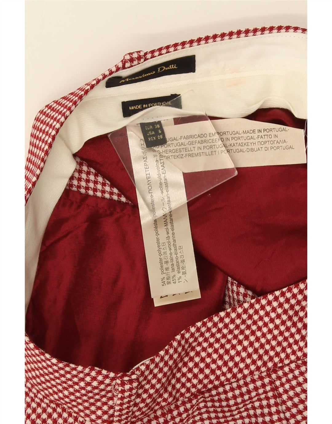 Massimo Dutti Pantalón Chino Mujer EU 38 Small W28 L28 Rojo Pata De Gallo