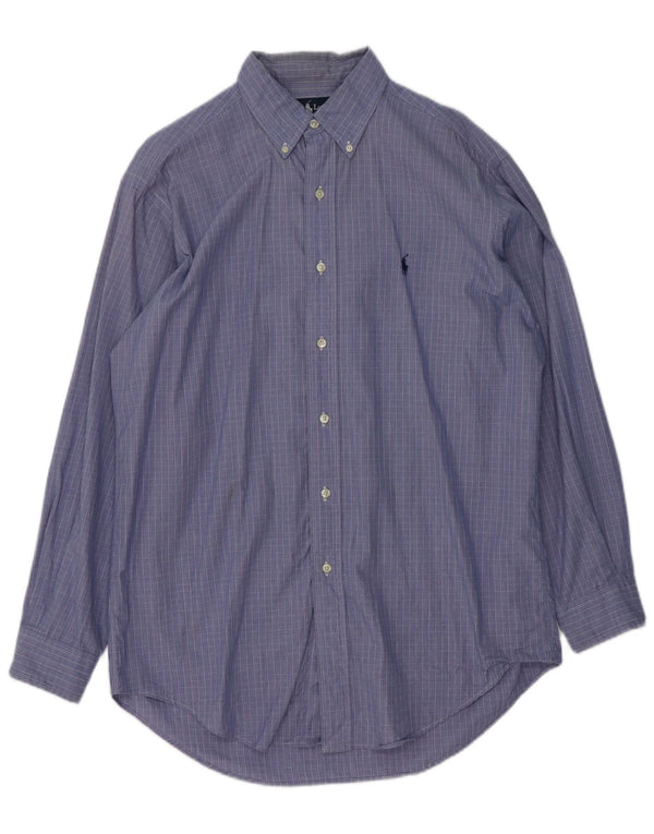 Ralph Lauren Camisa holgada Yarmouth para hombre talla 15 1/2 cuadros azules medianos
