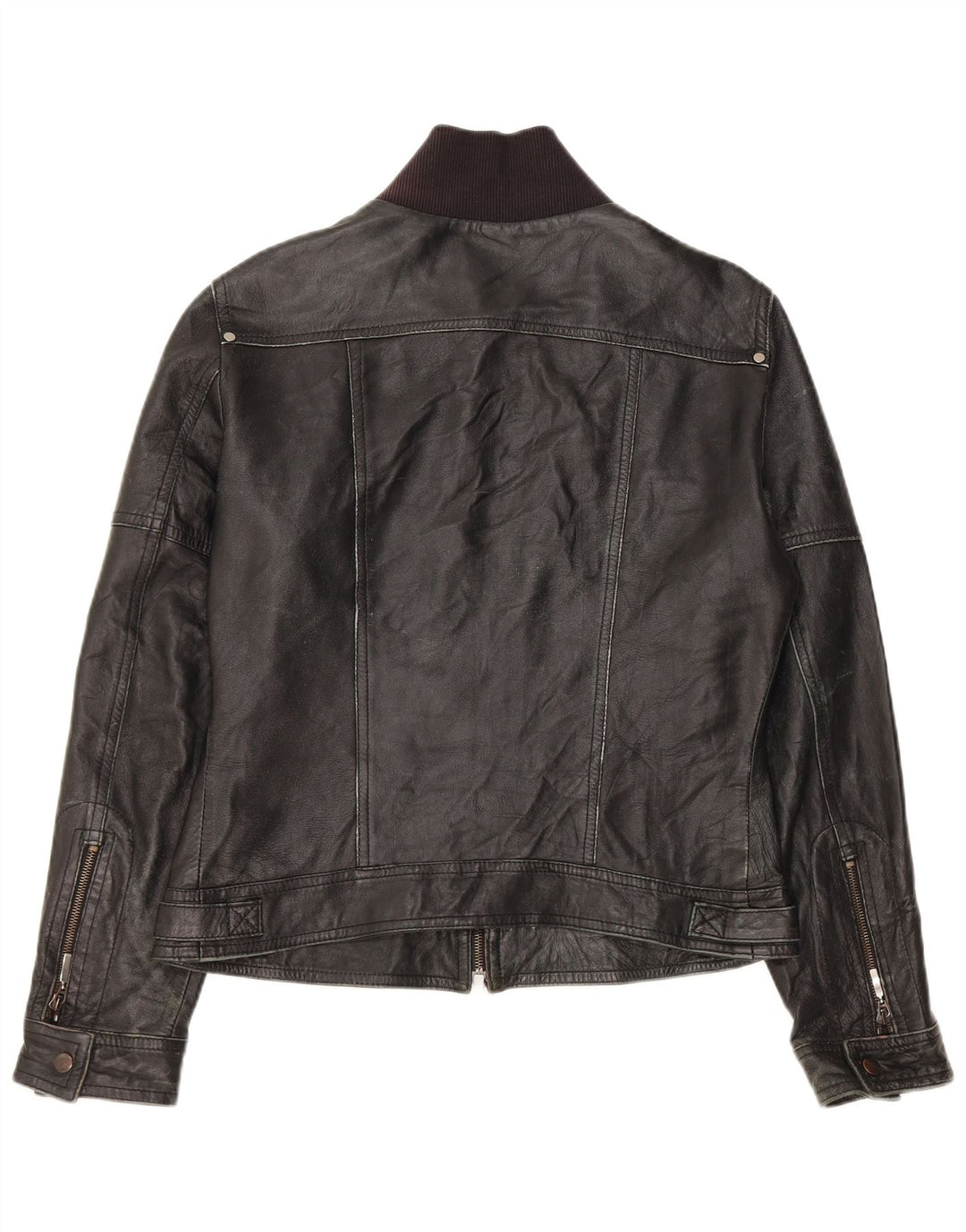 MOTIVI Chaqueta de cuero para mujer UK 44 Mediana Negra