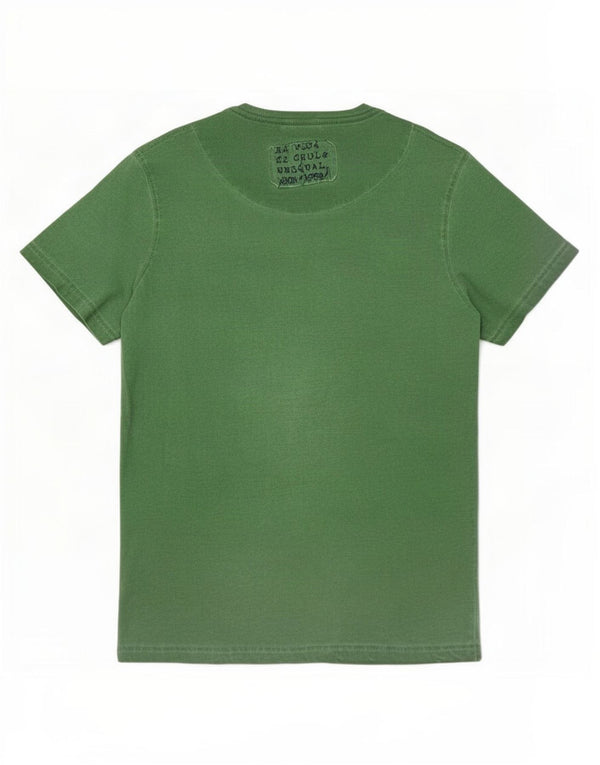 Desigual Hombre Camiseta Gráfica Top Grande Algodón Verde