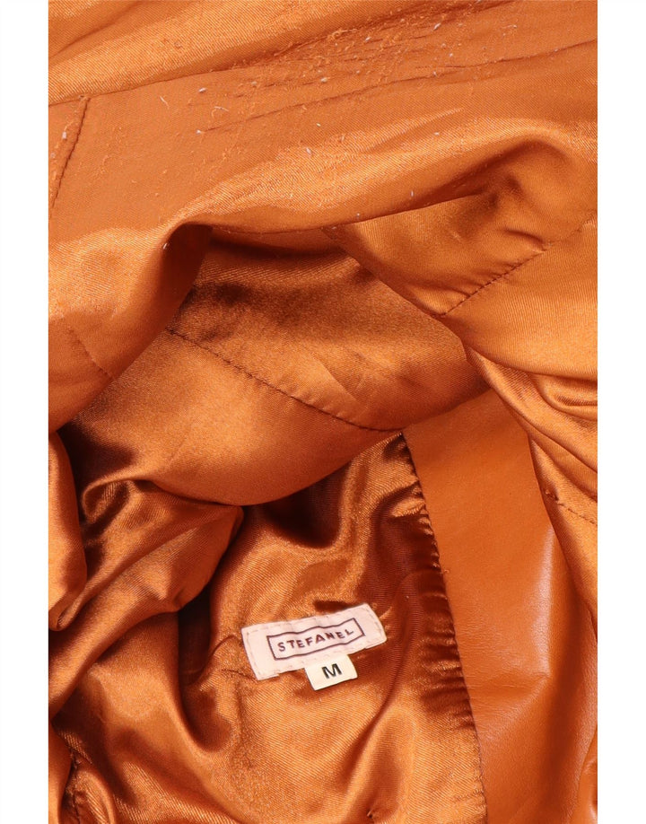 Stefanel Chaqueta Blazer de Cuero con 2 Botones para Mujer UK 42 Cuero marrón Medio