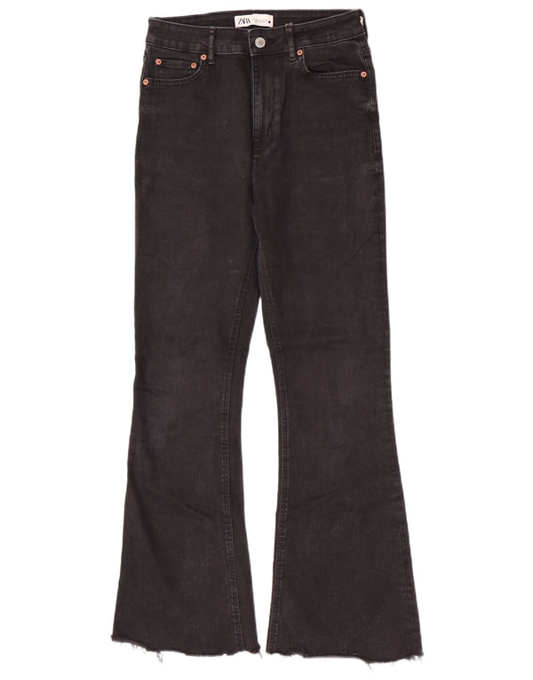Zara Womens High Rise Flared Jeans EU 38 Small W28 L30 Black Cotton