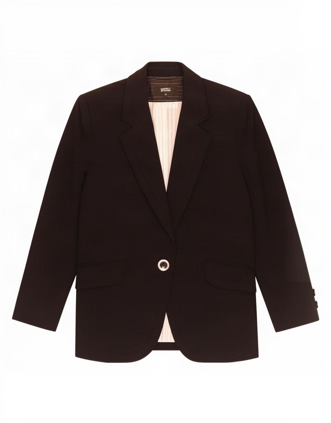 Marks & Spencer Chaqueta tipo blazer con 1 botón para mujer UK 40 Mediano Poliéster negro