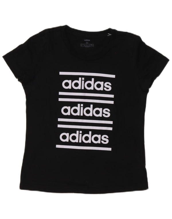 Adidas - Camiseta gráfica para mujer, talla 12/14, talla M, color negro